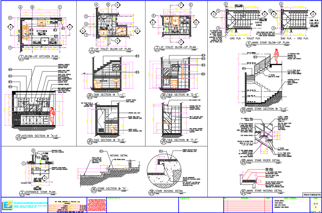 Residential Design Section and Blow-Up Plans in DWG File