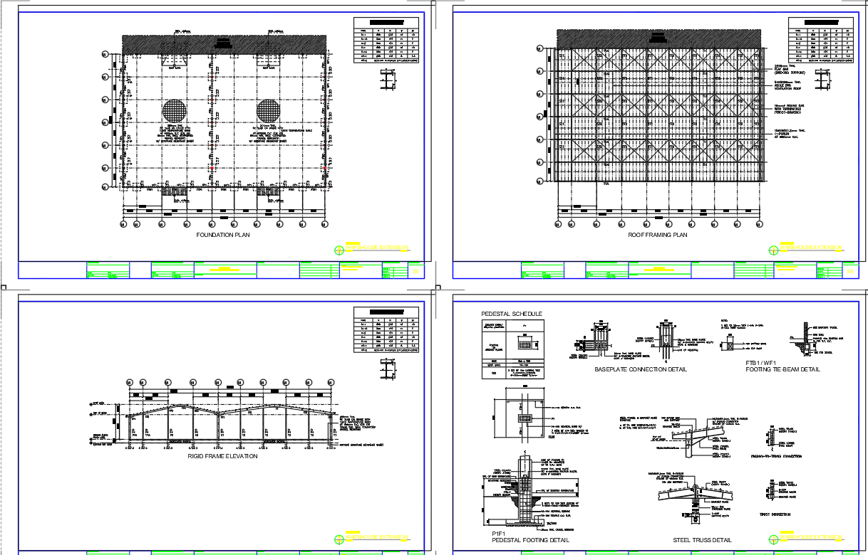 Detailed Working Plan for Foundation and Roof Framing CAD File