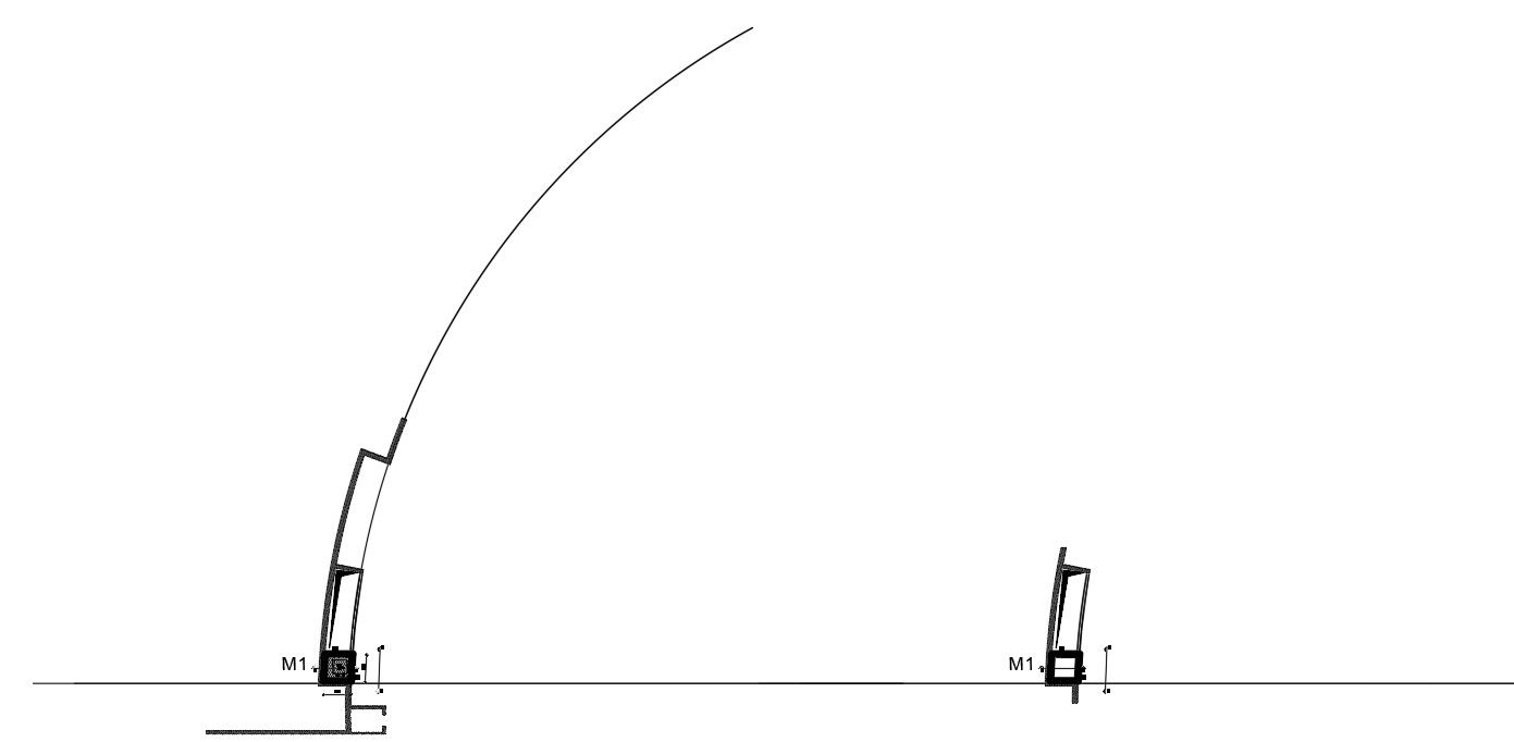 Detailed cross section of the stadium in AutoCAD 2D drawing, dwg file