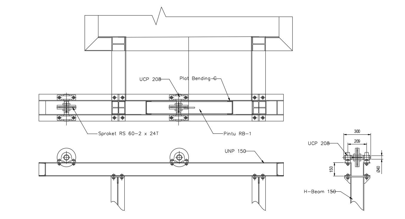 Detailed design of driver door of the incinerator in AutoCAD 2D drawing, CAD file, dwg file