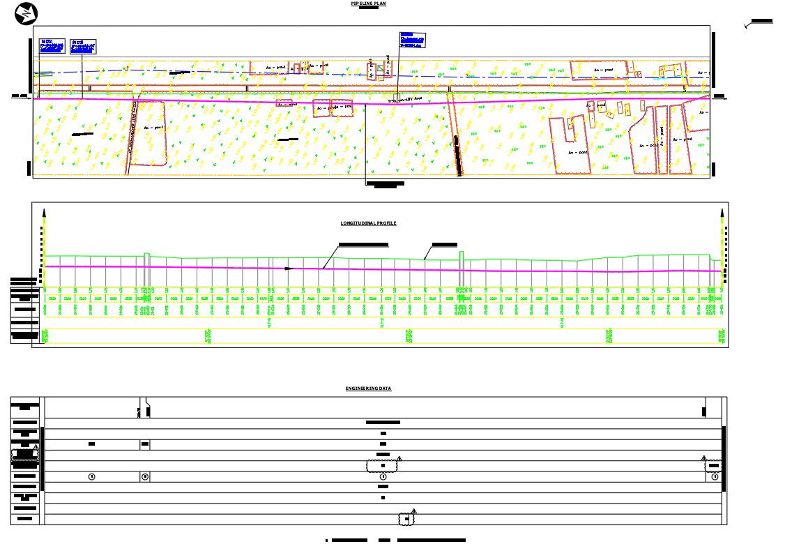 Detailed design of pipeline system plan in AutoCAD 2D drawing, dwg file, CAD file