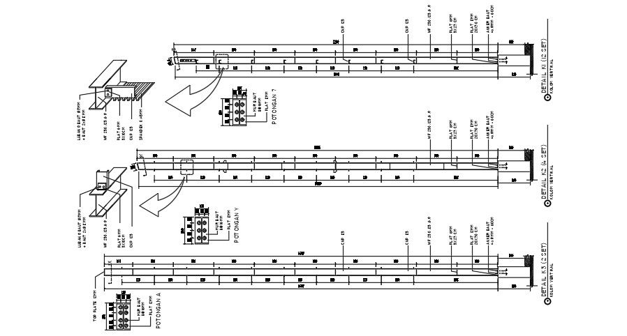 Detailed drawings of the vertical column sections