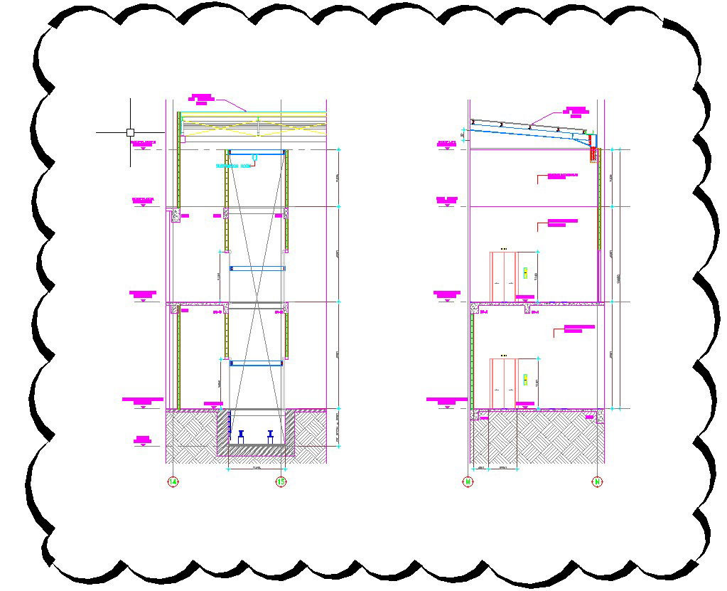 Two-Story House Structural Section AutoCAD 2D DWG Drawing