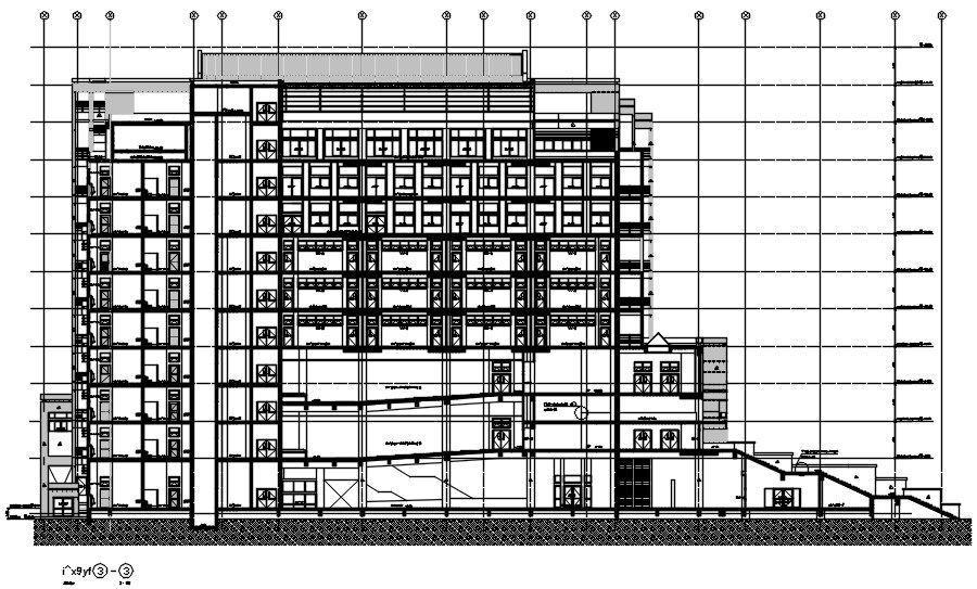 Detailed section of hotel is showing in this cad drawing file. Download this autocad drawing file.