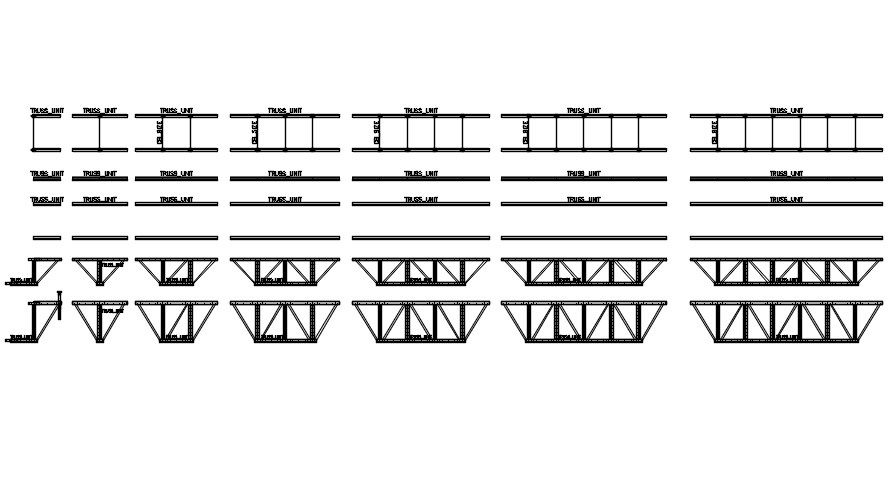 Detailed truss design in AutoCAD 2D, dwg file, CAD file