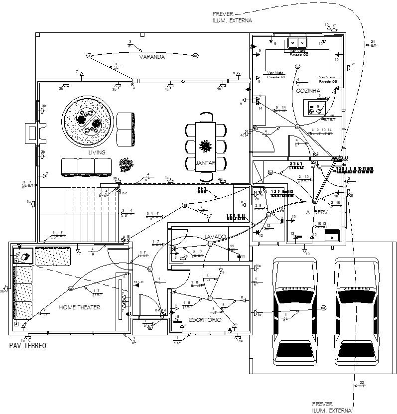 Detail floor plan with electrical layout