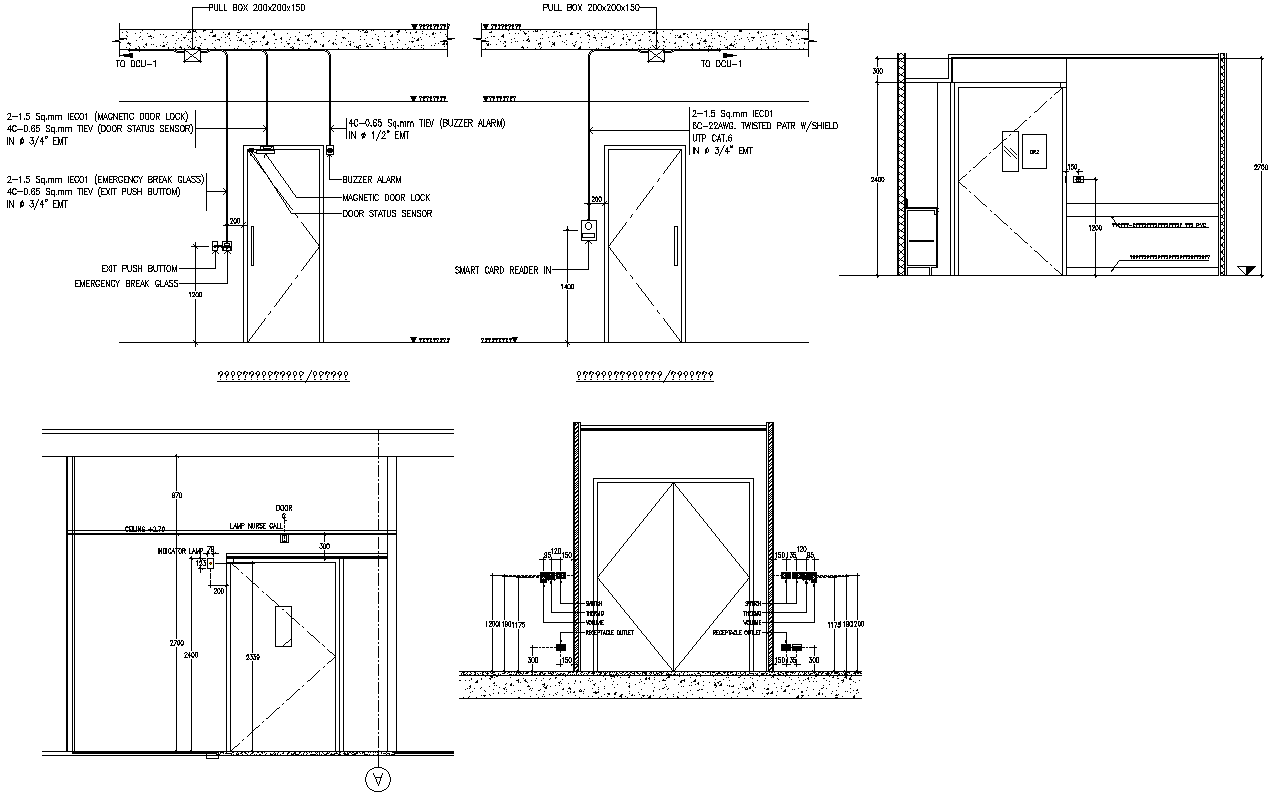 Detail for Switch Receptacle outlet installation DWG AutoCAD file