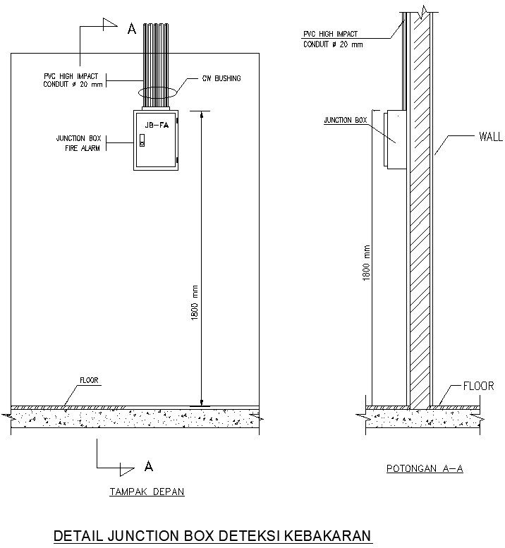 Detail junction box design in AutoCAD 2D drawing, dwg file, CAD file
