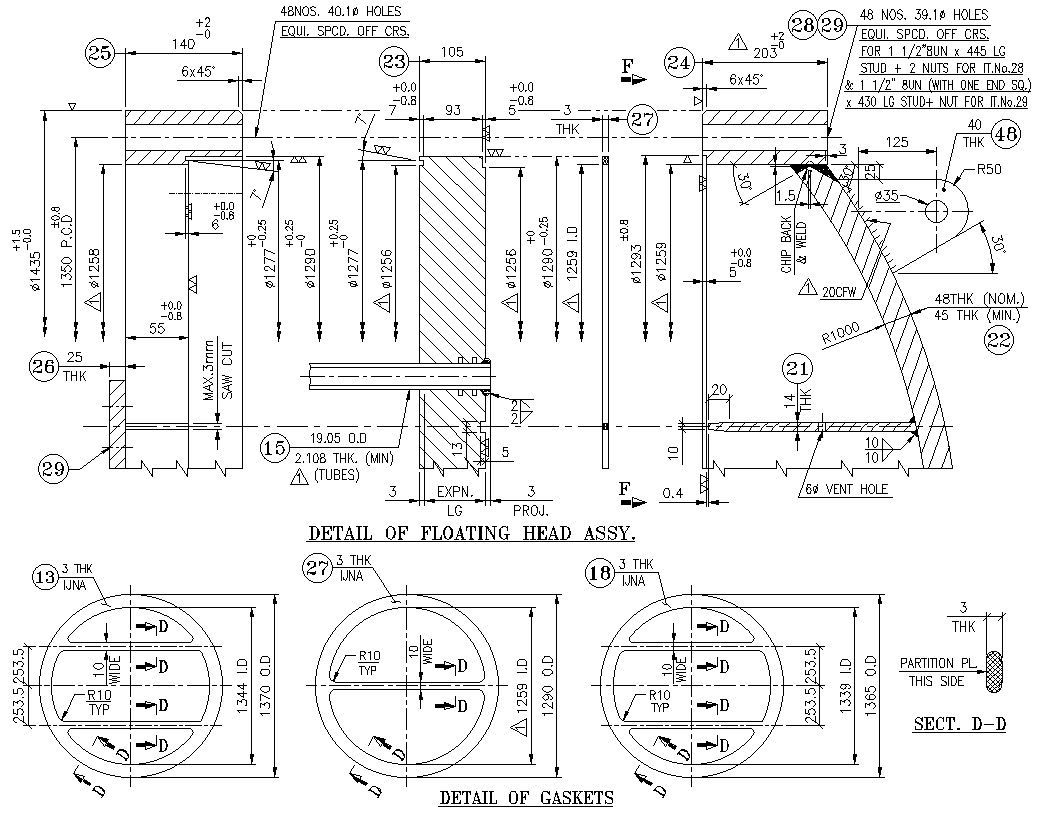 Detail of Floating Head Assy of a Heat Exchanger DWG AutoCAD file
