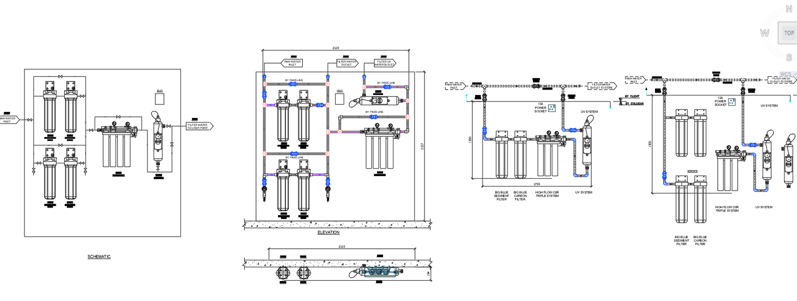 Detail of Water Filtration Elevation System AutoCAD DWG Drawing