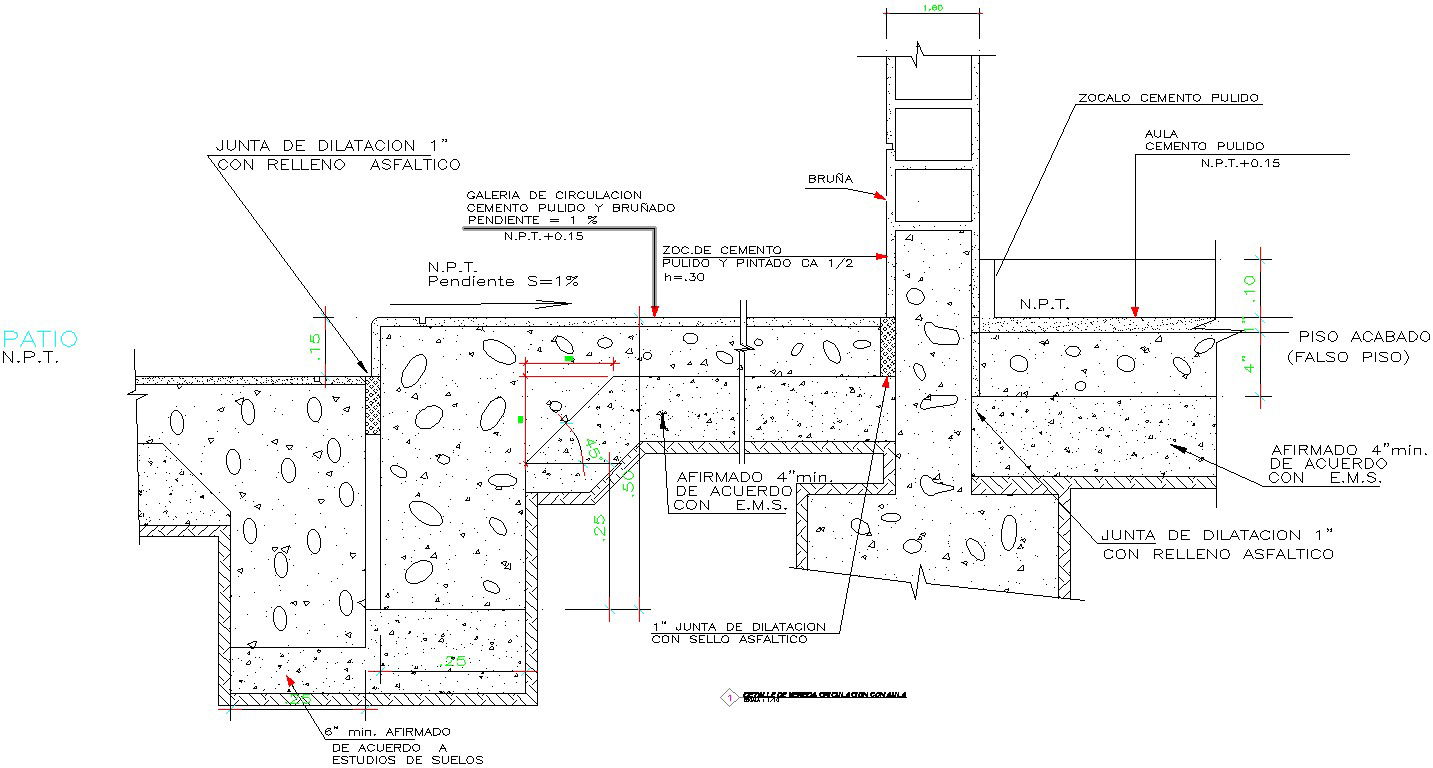 Detail of circulation pathway with classroom in AutoCAD drawing, dwg file, CAD file
