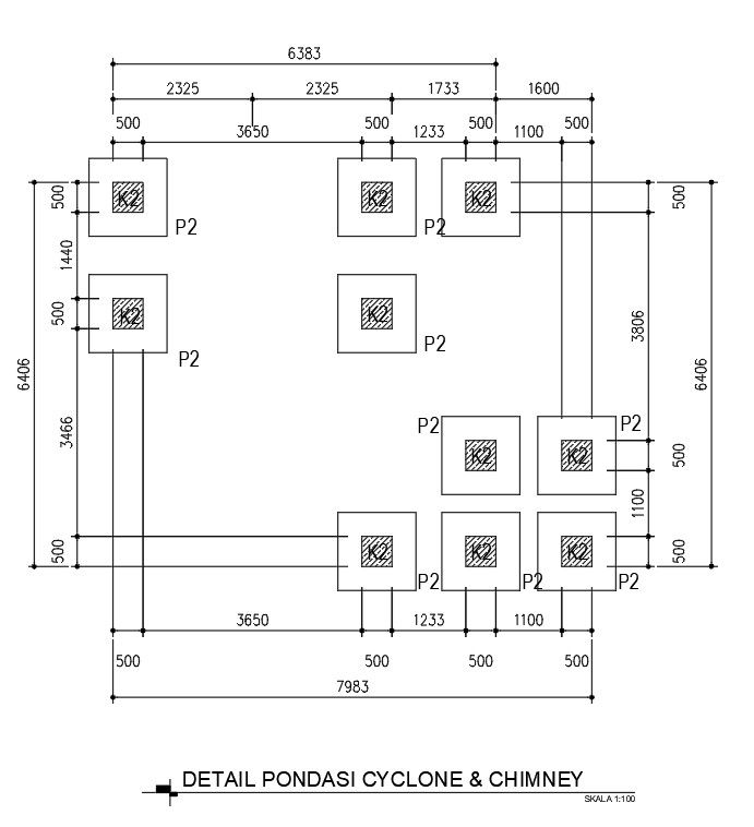 Detail of cyclone & chimney in AutoCAD 2D drawing, dwg file, CAD file