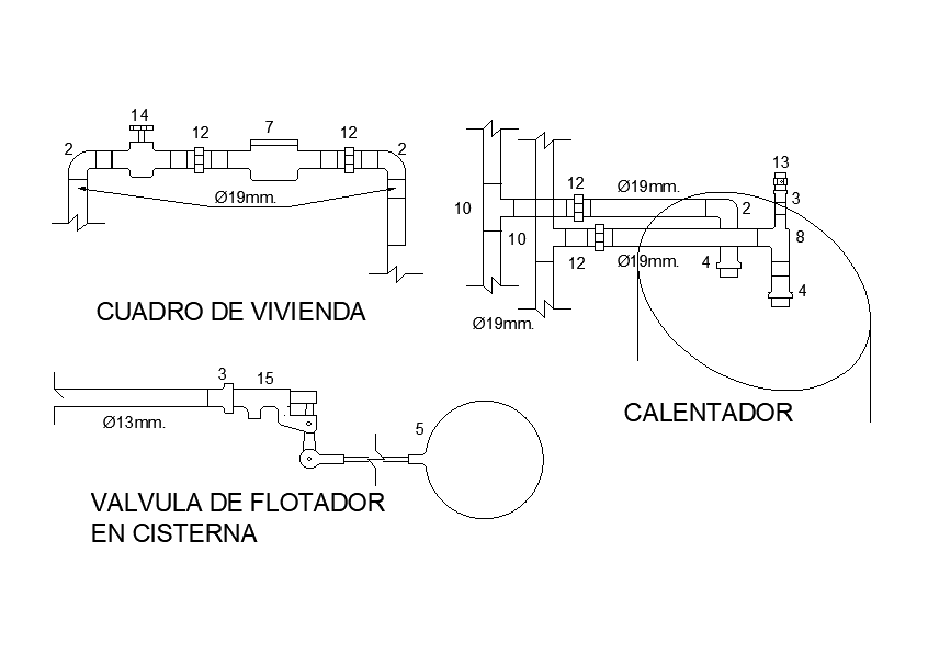 Detail of pipeline drawing defined in this AutoCAD file. Download this 2d autocad drawing .