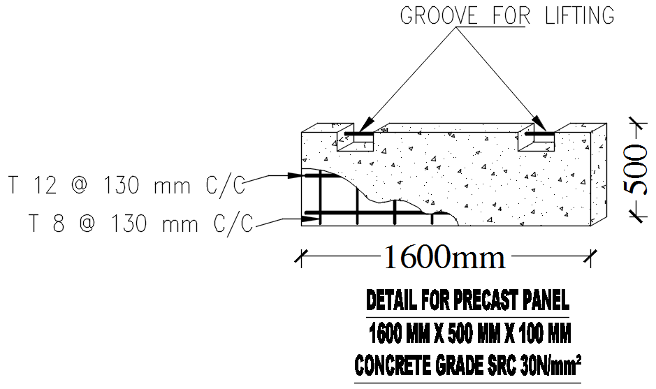 Detail of precast panel in AutoCAD 2D, dwg file, CAD file