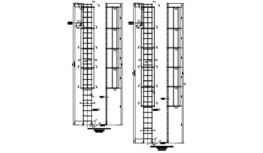 Detail of side step type ladder has given in this 2D Auotcad DWG drawing file. Download the 2D Autocad DWG drawing file.