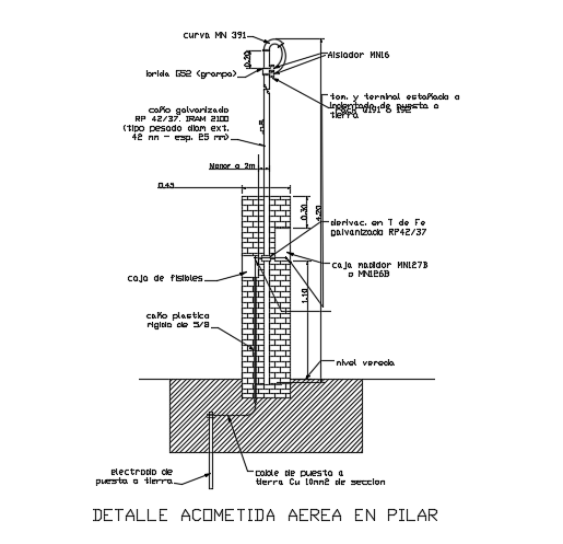 Detail of the air connection in pillar AutoCAD model is given
