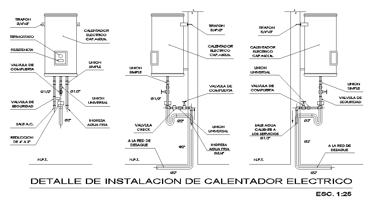 Detail of the installation of the water pipe line is given in this AutoCAD model. Download now.