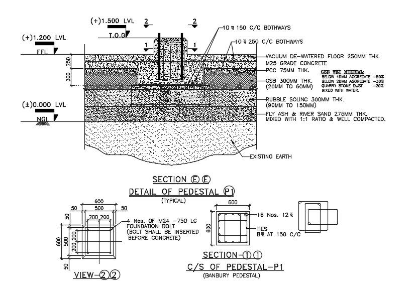 Detail of the pedestal. Download autocad dwg file | CADBULL