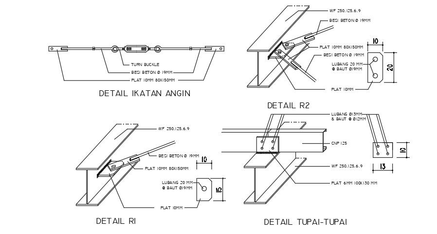 Detail of the wind tie drawing