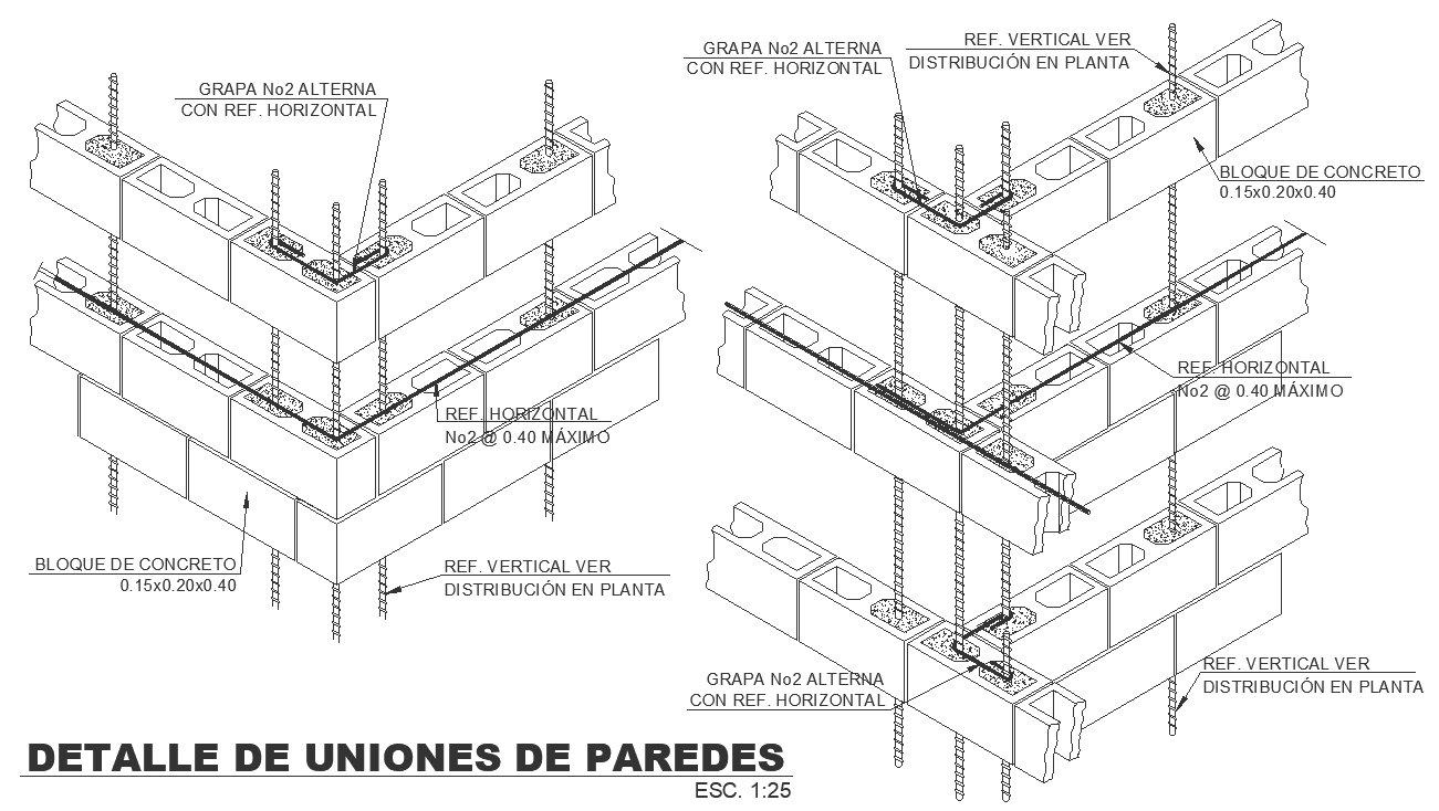 Detail of wall joints cad block DWG autoCAD drawing