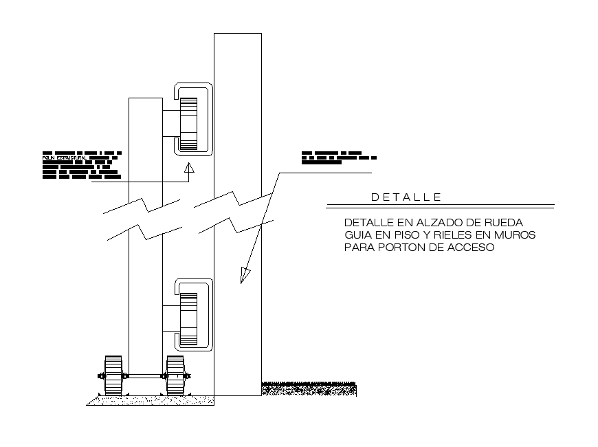 Detail on the elevation of the guide wheel on the floor and rails on the walls are given in the autocad file. Download now.