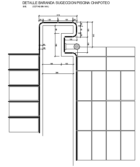 Details - subjection rail of pool