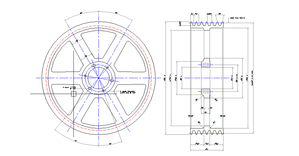 Details of a Pulley of a vertical Pump
