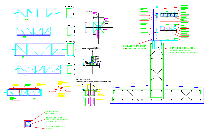 Details of a connection with Column with Base