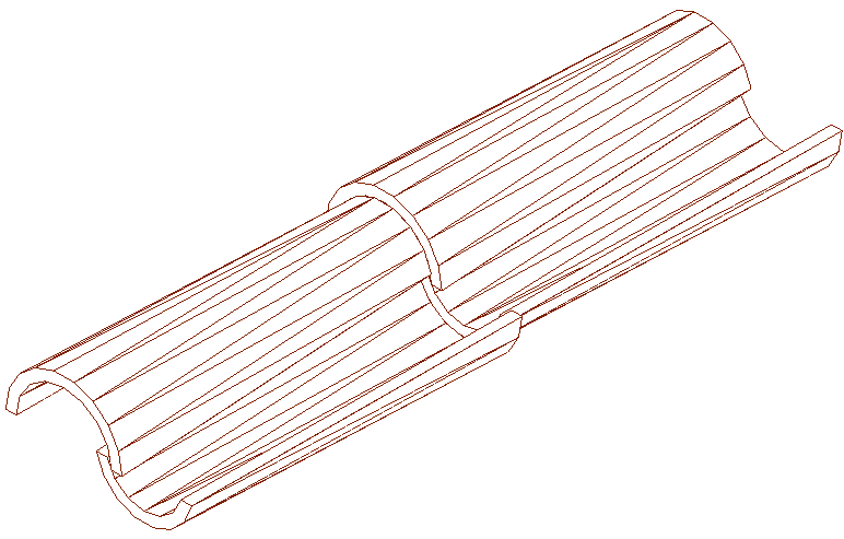 Curved Roof Tile Detail CAD Drawing with Interlocking Profile