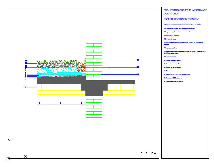 Garden Roof Wall Connection Section With Soil Layer Drainage Detail