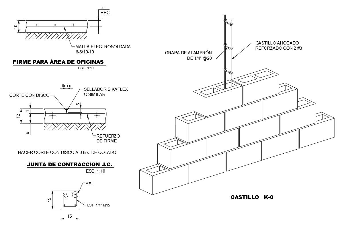 Details of castles-anti-seismic column cad structure details dwg file