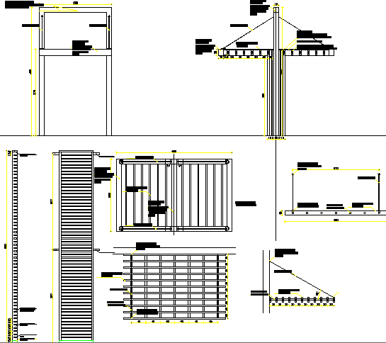 Details of sun and shade coverage mall plaza dwg file