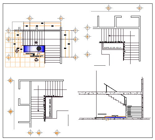 Details of water surface of garden swimming pool dwg file