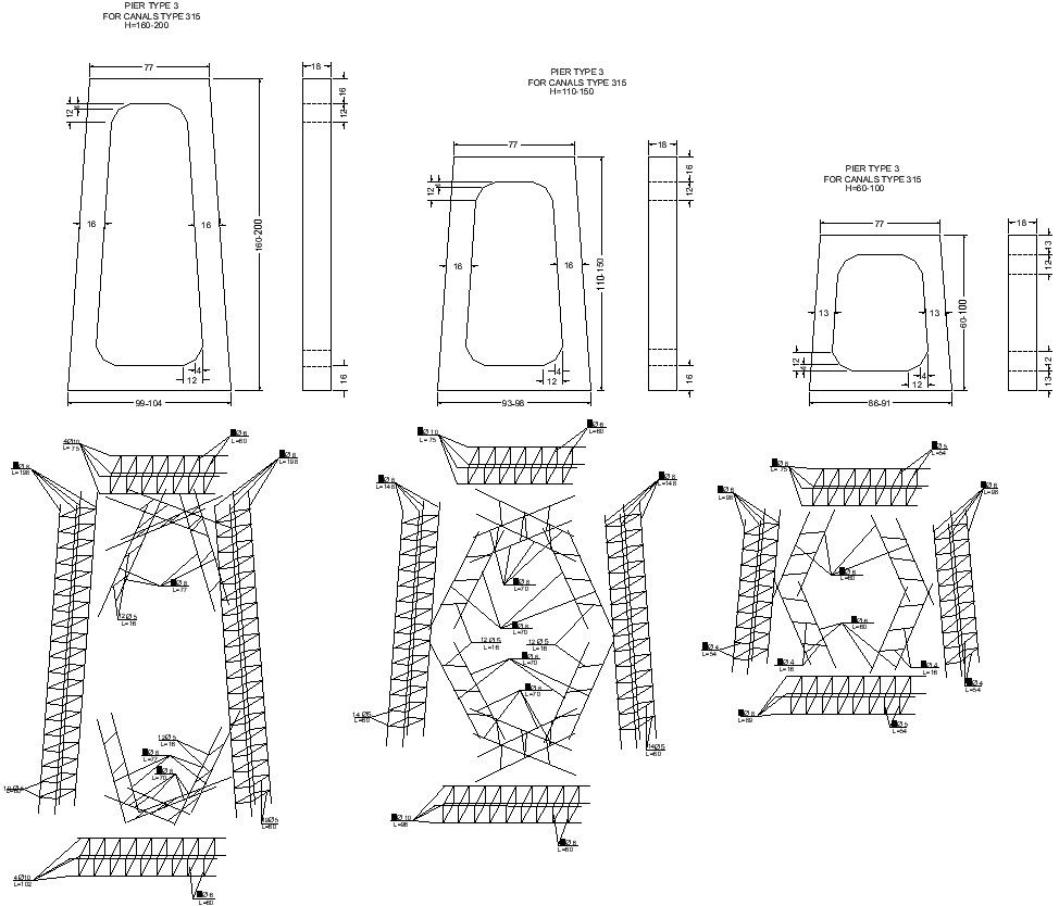Details and Section of irrigation canal.
