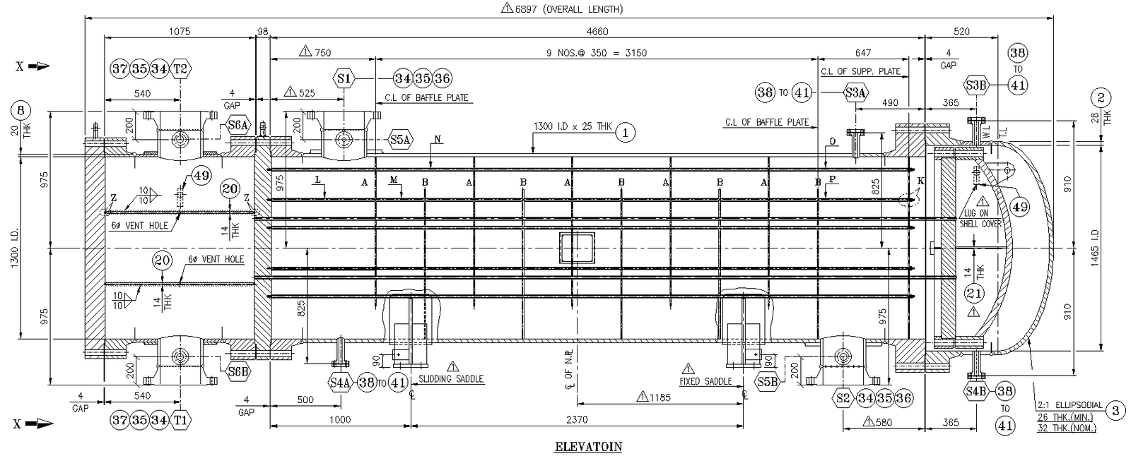 Detail section of Heat Exchanger DWG AutoCAD file