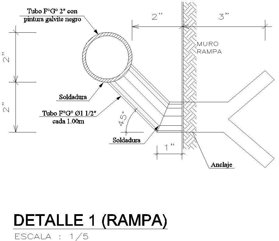 Detail section of ramp in AutoCAD 2D, dwg file, CAD file