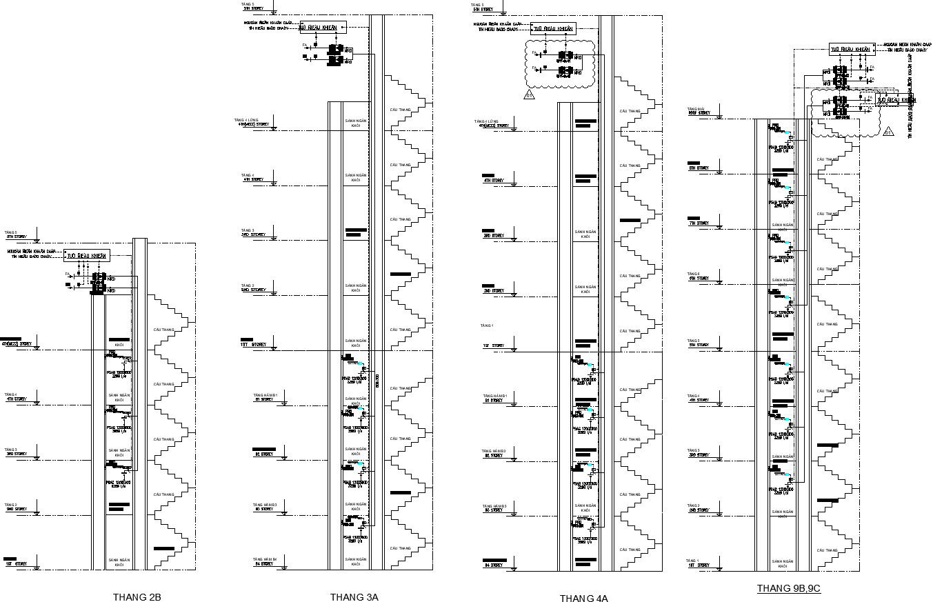 Detail section of stairs.