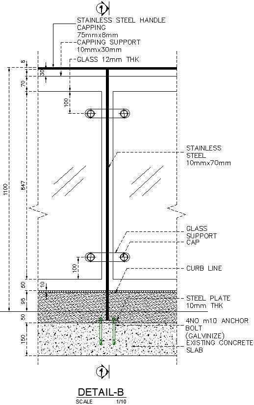 Detail section of structural member in AutoCAD drawing