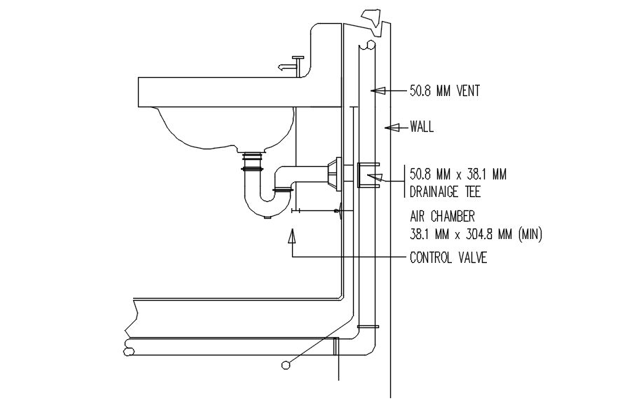 Detail section of washbasin in AutoCAD 2D, dwg file, CAD file