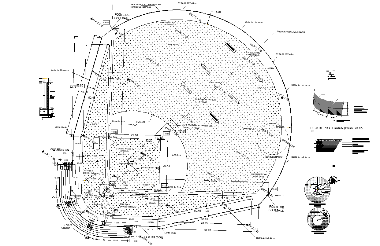 Details of Baseball architectural plan of AutoCAD DWG Drawing