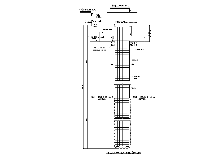 Details of RCC pile section is given in this 2D Autocad DWG drawing file. Download the 2D AutoCAD DWG drawing file.