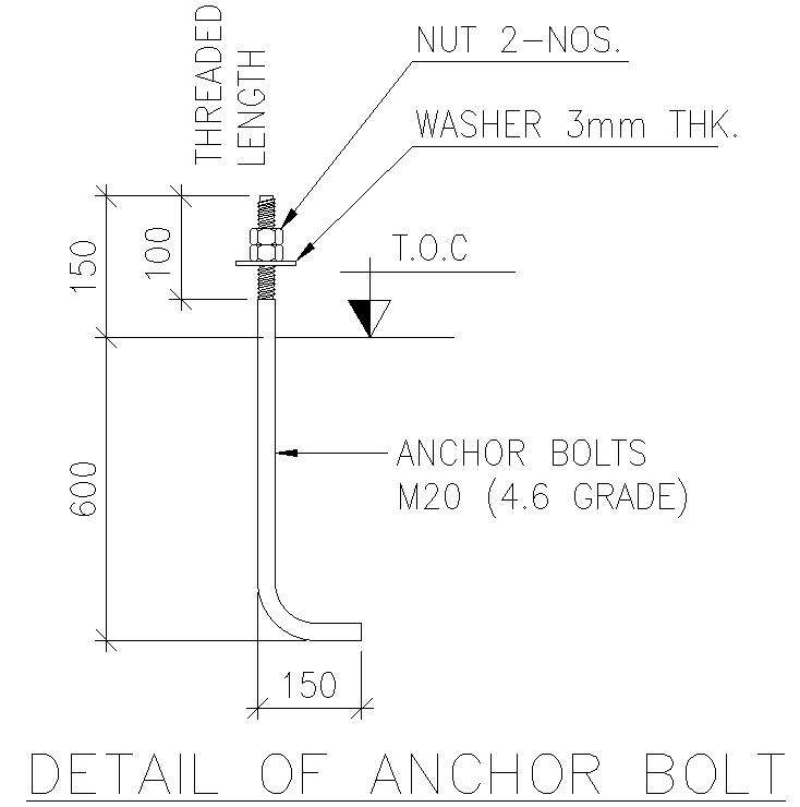 Details of anchor bolts design dwg autocad drawing .