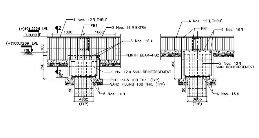 Details of pile cap has given in the form of Autocad DWG drawing file.