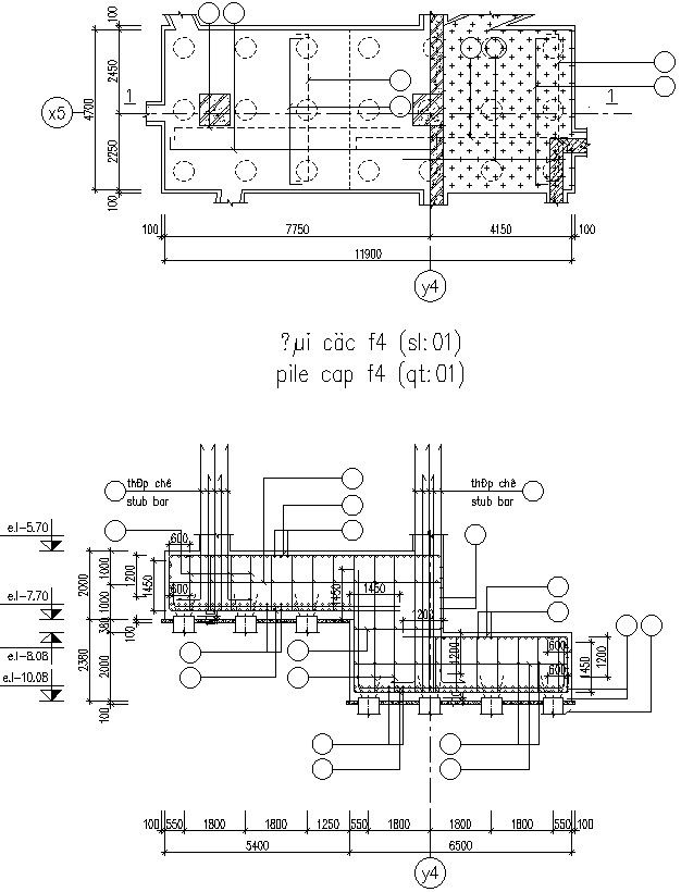 Details of reinforcement pile cap.