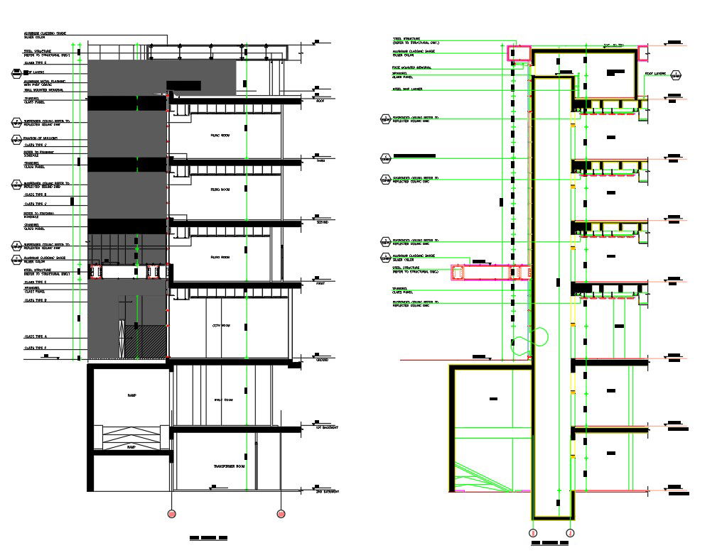 Details of wall sections were given in this Autocad DWG drawing file. There are two wall sections were given in this file. Download the Autocad DWG drawing file.