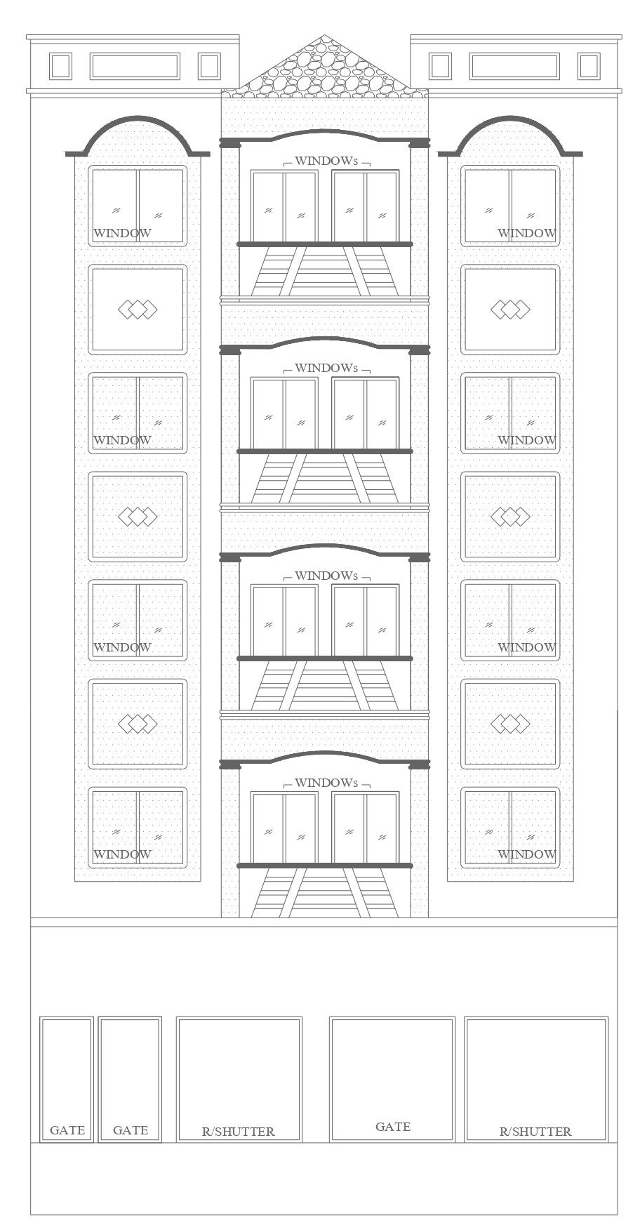 Details on Various Window Types Including Gates and Shutters In AutoCAD File