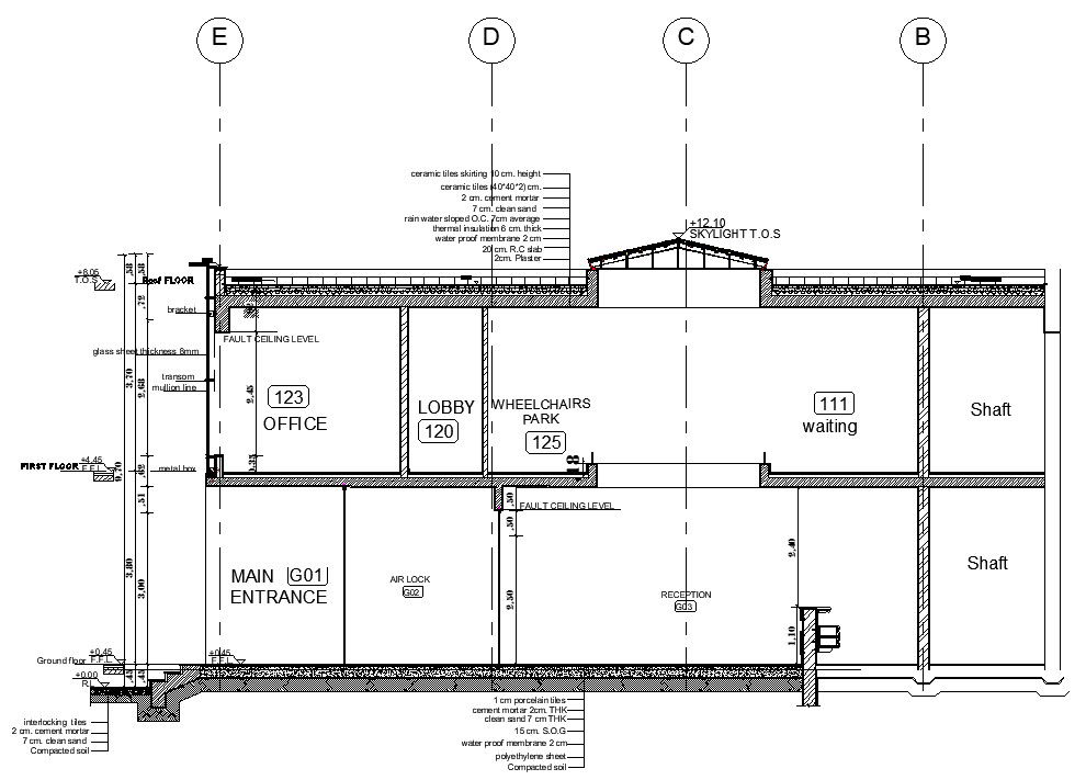 Details section of office building in AutoCAD, dwg file.
