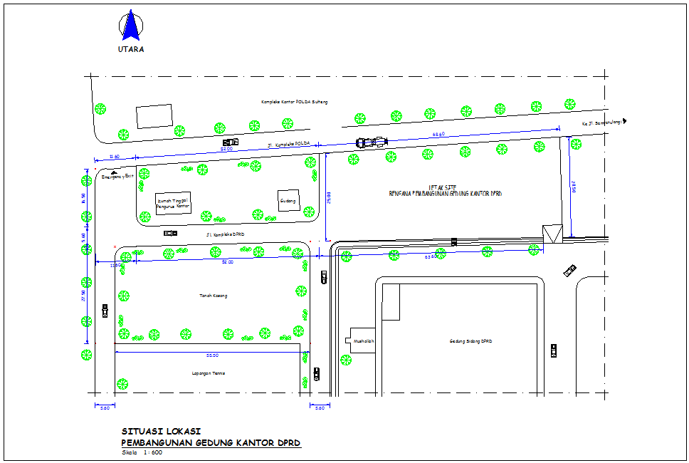 Development office plan of DPRD government building dwg file
