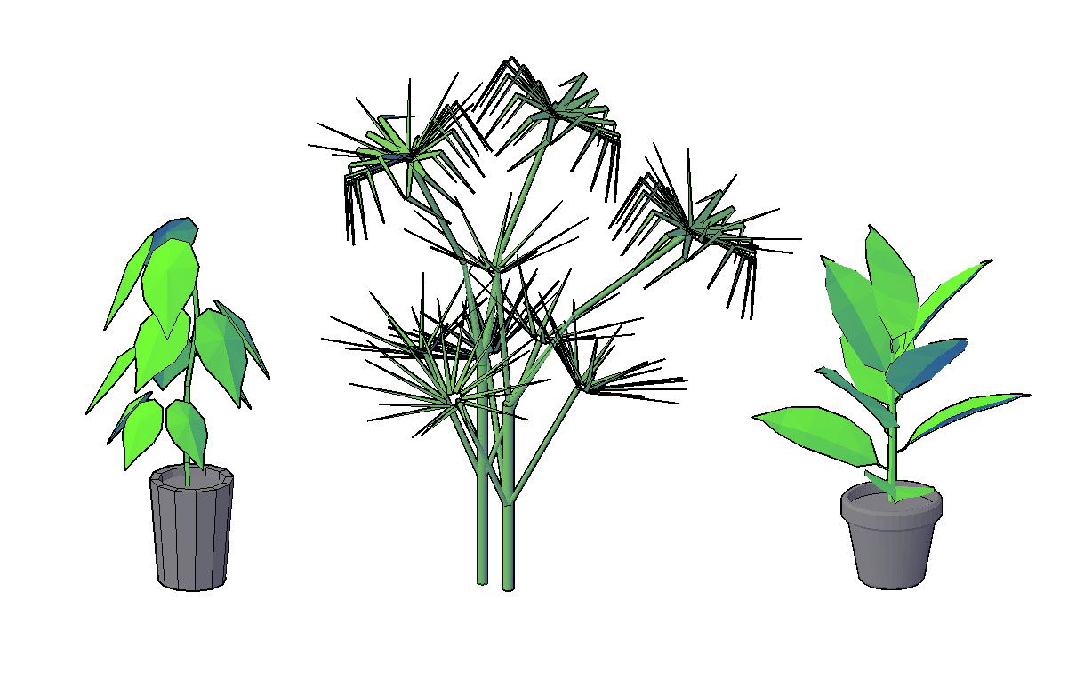 Different Types Of Plants With Pots AutoCAD File Free Download