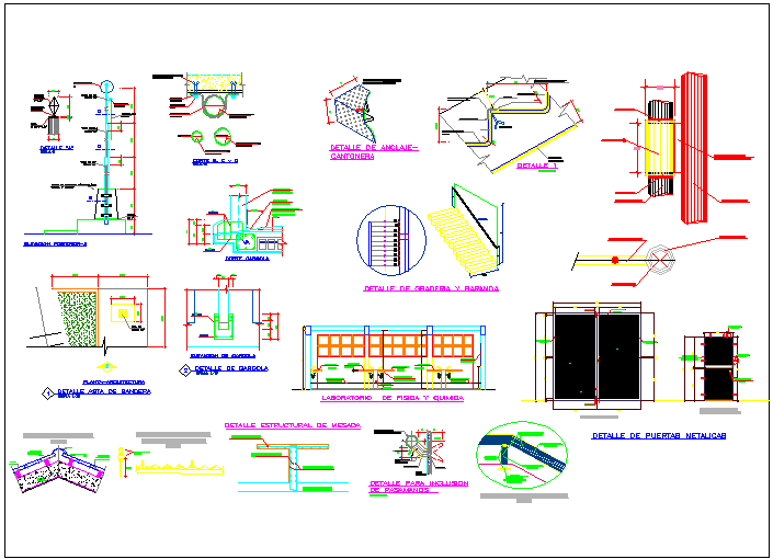 Different architectural related detail of collage dwg file